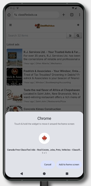 Screenshot of the Chrome menu with 'Add to Home screen' or 'Install app' highlighted.
